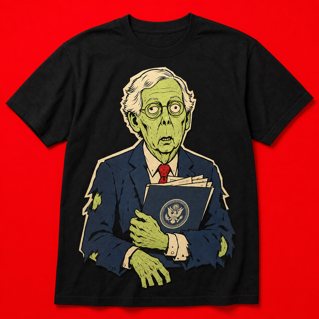 Concept mockup of a zombie Mitch T-shirt